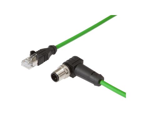 Kabel danych, Kabel połączeniowy, 5m, M12 męski (złącze) 4-PINowy kątowy, kodowanie D, RJ45 męski VK508F21