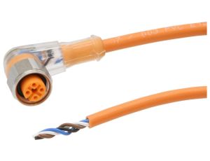 Kabel połączeniowy, 10 m, żeński M12 (gniazdo) 4-PINowy kątowy, wolny koniec przewodu, 4x0,25 mm, PVC VKA0A038
