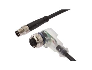Kabel połączeniowy, 0,6 m, żeński M12 (gniazdo) 3-PINowy kątowy, męski M8 (złącze) 3-PINowy prosty VK060F62