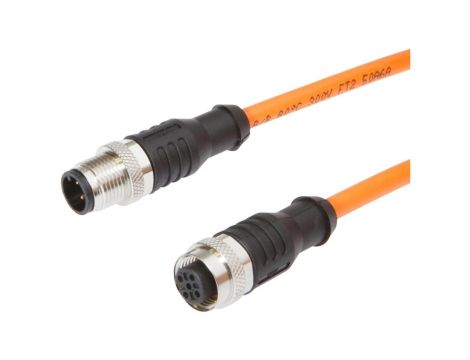 VK06RF25, kabel połączeniowy, 0,6 m, żeński M12 (gniazdo) 4-pinowy prosty, męski M12 (złącze) 4-pinowy prosty