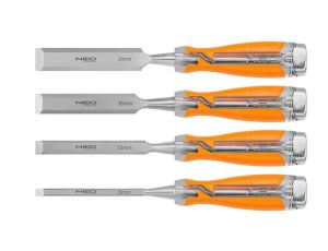 Dłuta do drewna z uchwytem dwukomponentowym w etui 4szt NEO