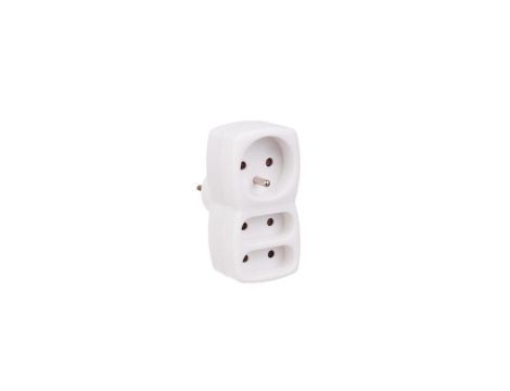 Rozgałęźnik 3-gniazdowy - 2x2P-euro, 1x2P+Z, uziemienie, biały / 24005