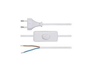 Przewód sznur przyłączeniowy z euro-wtyczką płaską i łącznikiem 1,9m, biały / 05680