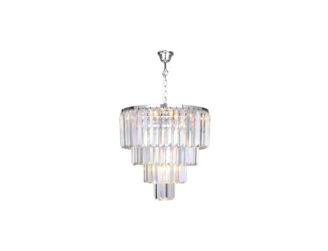 Lampa wisząca AMEDEO w stylu glamour z kryształkami i chromową obręczą
