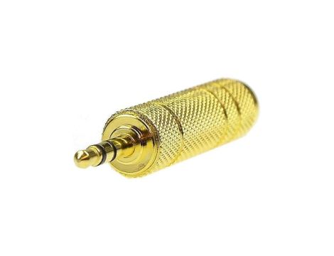 Przejście Adapter Audio AUX mini Jack 3,5mm Stereo (wtyk) / Jack 6,3mm Stereo (gniazdo) pozłacany