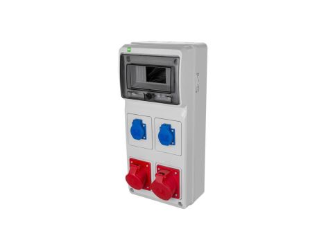 Rozdzielnica budowlana RS-8 8-mod. 2x2P+Z, 16A/5P, 32A/5P, IP44 bez zabezpieczeń 6243-00