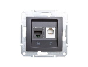 SEDNA Gniazdo teleinformatyczne RJ11 RJ45 kat.5e UTP grafitowe SDN5100170