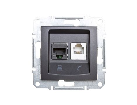 SEDNA Gniazdo teleinformatyczne RJ11 RJ45 kat.5e UTP grafitowe SDN5100170