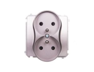 Simon Basic Gniazdo podwójne z/u 16A, 250 V stal inox BMGZ2Mz.01/21