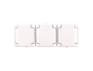 BRYZA Gniazdo hermetyczne potrójne z/u IP54 z klapką biała 180440