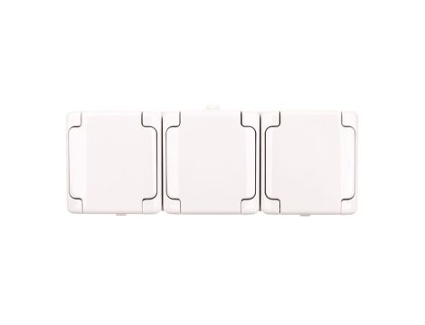 BRYZA Gniazdo hermetyczne potrójne z/u IP54 z klapką biała 180440