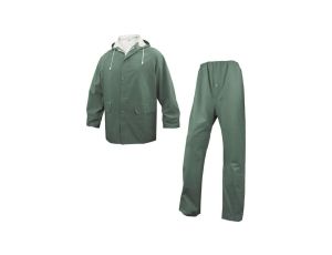 Komplet przeciwdeszczowy bluza + spodnie z poliestru obustronnie powlekanego PVC kolor zielony rozmiar M CORPEN304VETM2