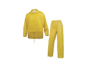 Komplet przeciwdeszczowy bluza + spodnie z poliestru powlekanego PVC kolor żółty rozmiar L CORPEN400JAGT