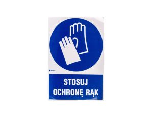 Samoprzylepna tabliczka ostrzegawcza /Stosuj ochronę rąk z podpisem/ IM/009/1/C1/F