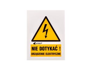 Samoprzylepna tabliczka ostrzegawcza /Nie dotykać urządzenie elektryczne 52x74/ 1EOA/Q1/F