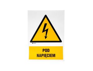 Samoprzylepna tabliczka ostrzegawcza /POD NAPIĘCIEM 148X210/ 2EOA/Q4/F