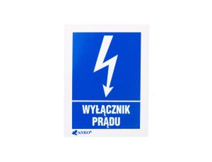 Samoprzylepna tabliczka ostrzegawcza /WYŁĄCZNIK PRĄDU 52X74/ 8EIA/Q1/F