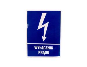 Samoprzylepna tabliczka ostrzegawcza /WYŁĄCZNIK PRĄDU 148X210/ 8EIA/Q4/F