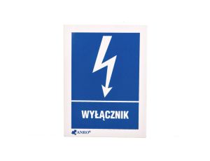 Samoprzylepna tabliczka ostrzegawcza /WYŁĄCZNIK 52X74/ 10EIA/Q1/F