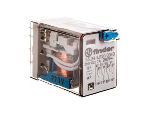 Przekaźnik miniaturowy 4P 7A 220V DC, przycisk testujący, mechaniczny wskaźnik zadziałania 55.34.9.220.0040