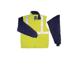 Bluza ocieplana ostrzegawcza z odpinanymi rękawami z poliestru 65 bawełny 35 kolor żółty fluo rozmiar XXL CORP FREEWHVJAXX