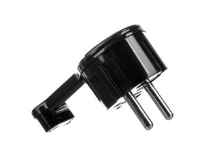 Wtyczka kątowa ULTRA PŁASKA 16A 2P+Z 250V z uchwytem czarna WT-16UP