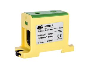 Złączka szynowa 1-torowa 25-150mm2 żółto-zielona EURO OTL 150 1xAl/Cu 606150 E