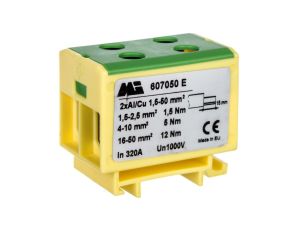 Złączka szynowa 2-torowa 1,5-50mm2 żółto-zielona EURO multiOTL 50 2xAl/Cu 607050 E
