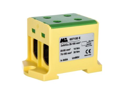 Złączka szynowa 2-torowa 35-150mm2 żółto-zielona EURO multiOTL 150 2xAl/Cu 607150 E