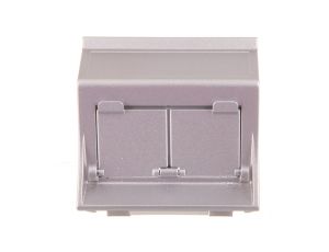 Simon Connect Płytka S500 2x RJ z osłonami skośna do adapterów MD aluminium 50000086-033