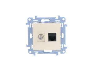 Simon 10 Gniazdo antenowe + komputerowe typu F + RJ45 kat.5e krem CASFRJ455.01/41