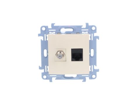 Simon 10 Gniazdo antenowe + komputerowe typu F + RJ45 kat.5e krem CASFRJ455.01/41
