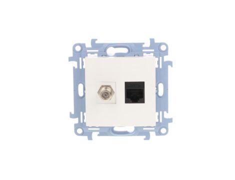 Simon 10 Gniazdo antenowe + komputerow typu F + RJ45 kat.5e białe CASFRJ455.01/11