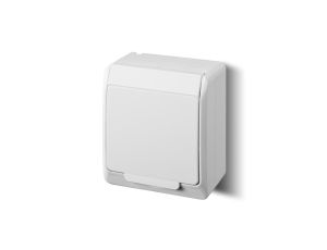 HERMES Gniazdo pojedyncze z/u 2P+Z SCHUKO IP44 białe 0324-02