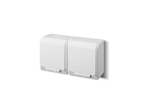 HERMES Gniazdo podwójne z/u 2P+Z SCHUKO IP44 białe 0325-02