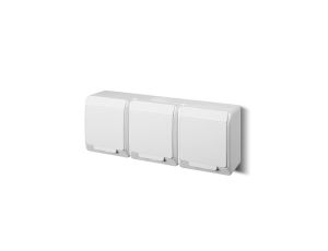 HERMES Gniazdo potrójne z/u 2P+Z SCHUKO IP44 białe 0326-02