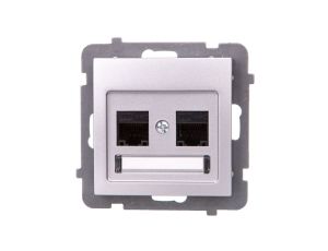 AS Gniazdo komputerowe podwójne RJ45 kat.5e MMC srebro GPK-2G/K/m/18