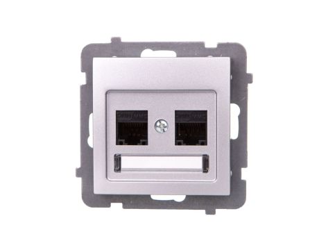 AS Gniazdo komputerowe podwójne RJ45 kat.5e MMC srebro GPK-2G/K/m/18