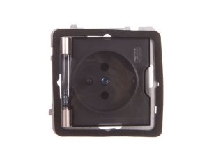 AS Gniazdo bryzgoszczelne z/u IP44 klapka przezroczysta satyna light GPH-1GZ/m/45/d