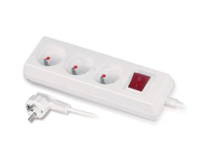 Gniazdo przenośne trzykrotne 16A 2P+Z 250V z wyłącznikiem białe GN-370WS