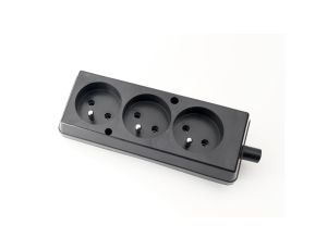 Gniazdo przenośne trzykrotne 16A 2P+Z 250V czarne GN-370