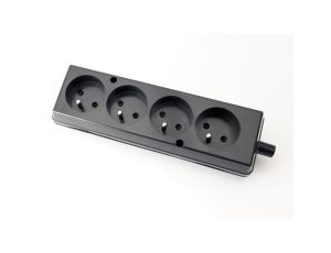 Gniazdo przenośne czterokrotne 16A 2P+Z 250V czarne GN-470