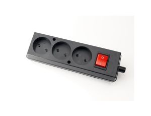 Gniazdo przenośne trzykrotne 16A 2P 250V z wyłącznikiem czarne GN-360