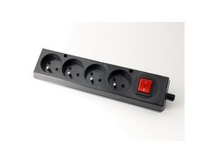 Gniazdo przenośne czterokrotne 16A 2P+Z 250V z wyłącznikiem czarne GN-470WS