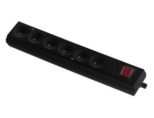 Gniazdo przenośne sześciokrotne 16A 2P 250V z wyłącznikiem czarne GN-660WS