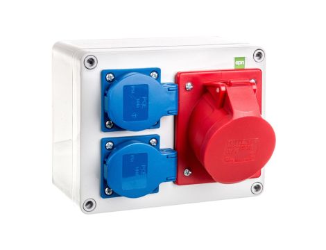 Rozdzielnica budowlana RS-3 2x2P+Z, 16A/5P, IP44 6203-00
