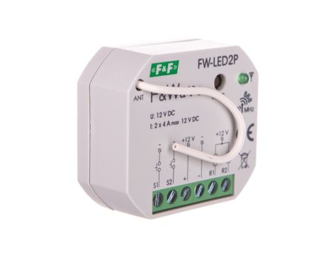 Radiowy dwukanałowy sterownik LED 12V - montaż p/t 10-16V DC FiWave FW-LED2P