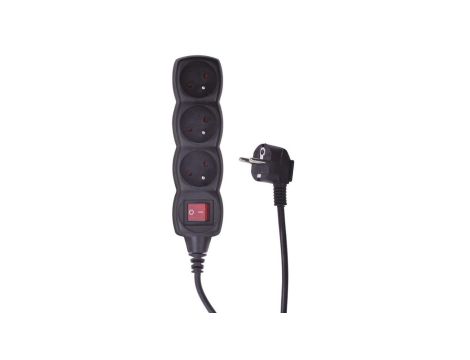 Przedłużacz z wyłącznikiem 3-gniazda z/u 3m /H05VV-F 3G1/ czarny PC1313