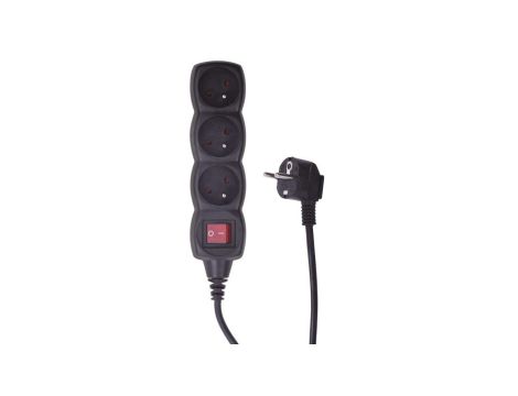 Przedłużacz z wyłącznikiem 3-gniazda z/u 5m /H05VV-F 3G1/ czarny PC1315