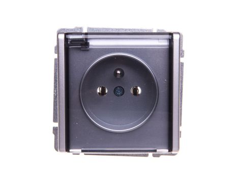 KOS66 Gniazdo bryzgoszczelne z/u IP44 z przesłonami klapka dymna aluminium 664040